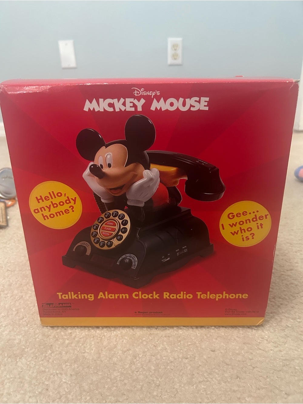 New in Box Vintage 90s Disney Mickey Mouse Talking Alarm Clock Radio Telephone
